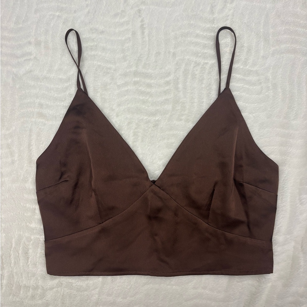 Abercrombie Brown Satin Crop Top
